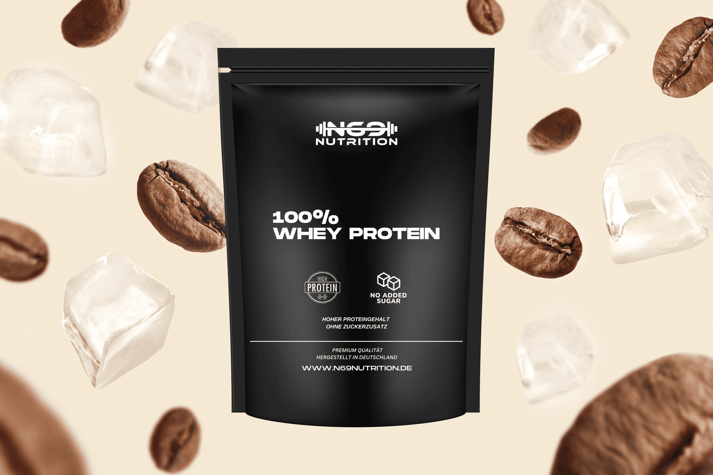 N69 NUTRITION Whey Protein Eiskaffee Made in Germany 1kg – Erfrischender Eiskaffee-Geschmack für deinen Proteinshake