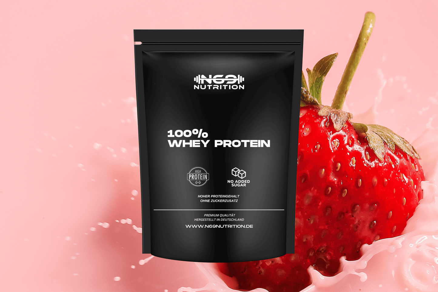 N69 NUTRITION Whey Protein Erdbeere Made in Germany 1kg – Fruchtiger Erdbeergeschmack für deine Proteinzufuhr.